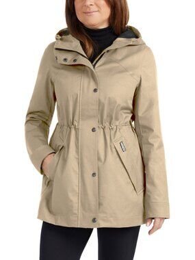 HUNTER Women’s Water-Resistant Windbreaker Hooded Jacket Tan, Size Large (New)